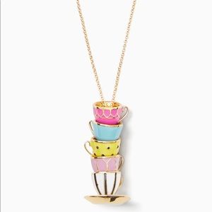 NWT Kate Spade Tea Time Tea Cups Set Necklace